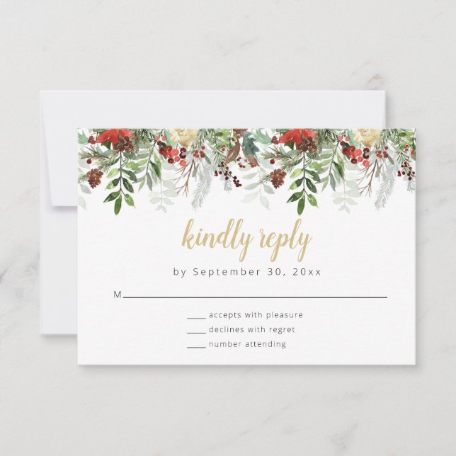 Boda de vacaciones RSVP Card de Verdor Rústico (Anverso)