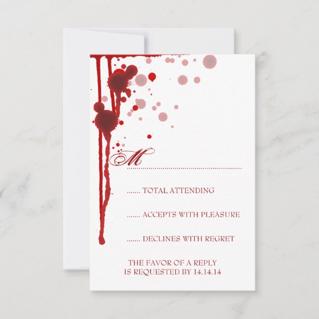 Boda de Vampiro Halloween RSVP Fake Blood Red (Anverso)