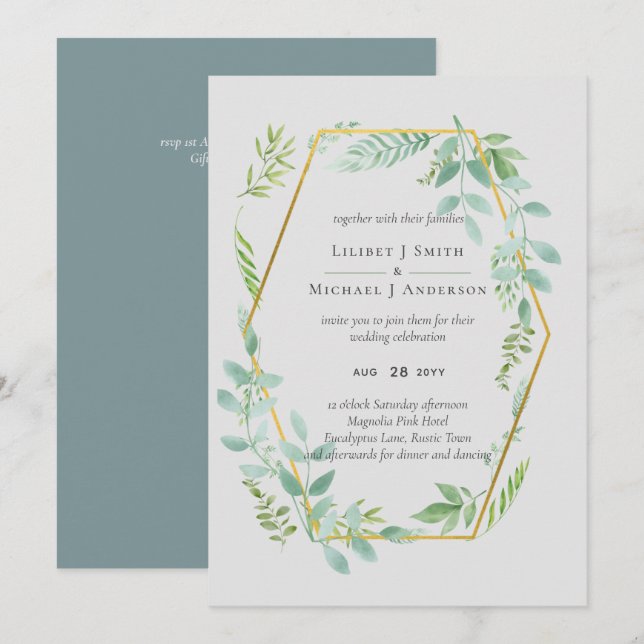 Boda de vegetación de hojas de jardín botánico (Anverso / Reverso)
