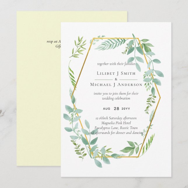 Boda de vegetación de hojas de jardín botánico (Anverso / Reverso)