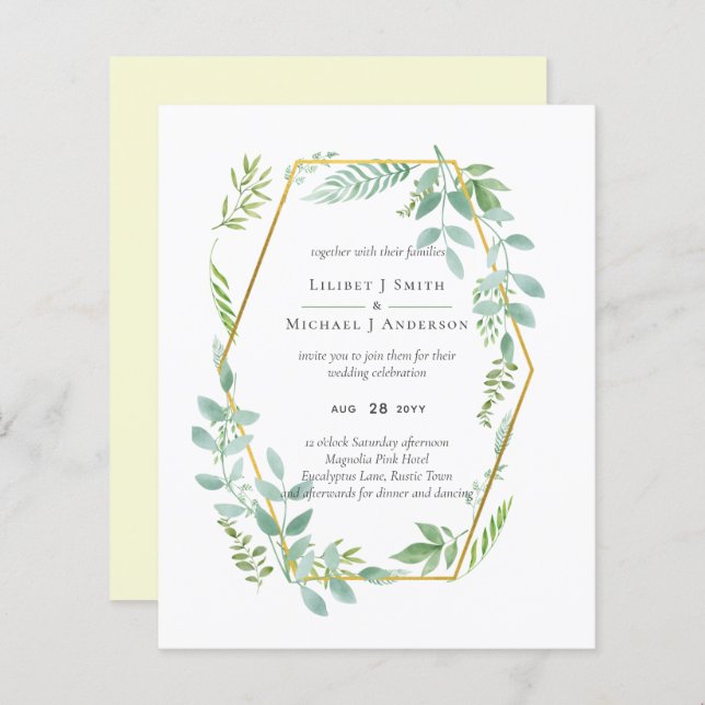 Boda de vegetación de hojas de jardín botánico (Anverso / Reverso)