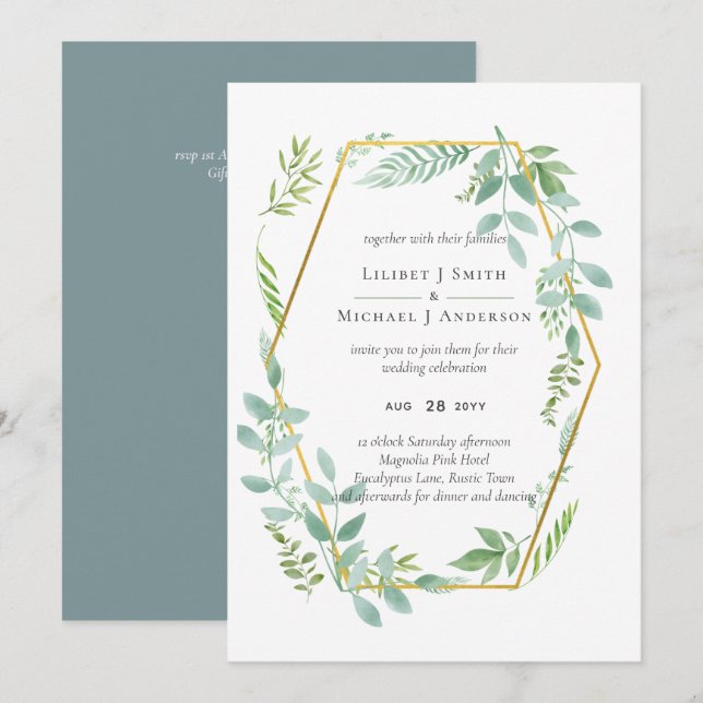 Boda de vegetación de hojas de jardín botánico (Anverso / Reverso)