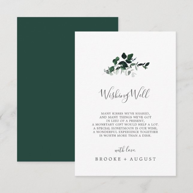 Boda de verde esmeralda deseando una tarjeta de bi (Anverso / Reverso)