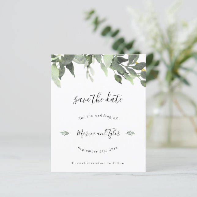Boda de Verdor de Acuarela Guardar Las Tarjetas De (Anverso de pie)