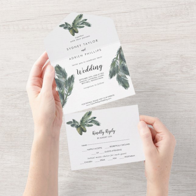 Boda De Verdor De Invierno Todo En Una Invitación (desgarro)