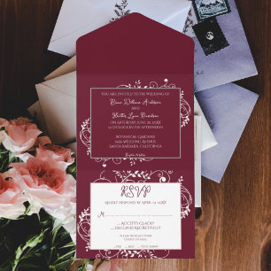 Boda De Vino Florece Todo En Una Invitación