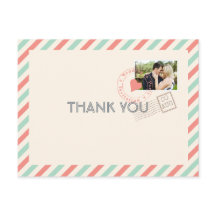 Boda de Vintage Airmail Gracias nota con foto