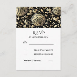 Boda de Vintage con Floral Negra y Oro RSVP