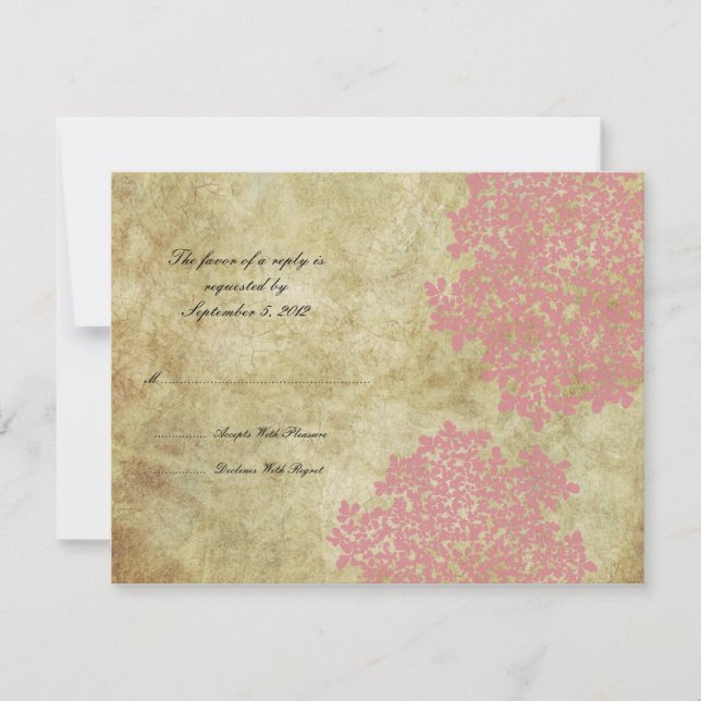 Boda de Vintage con Floral Rosa RSVP (Anverso)