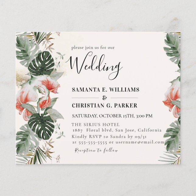 Boda de volante de Palm Greenery Tropical Presupue (Frente)