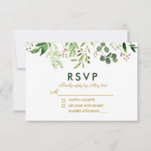 Boda de Watercolor Botánico Green Gold RSVP