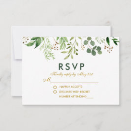 Boda de Watercolor Botánico Green Gold RSVP