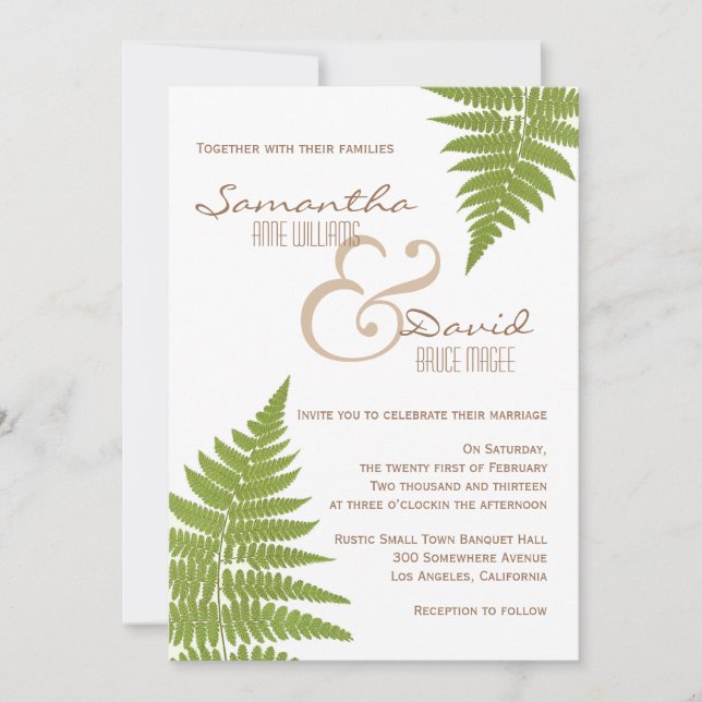 Boda de Woodland Fern Invitación (Anverso)