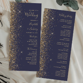 Boda del borde del Purpurina de oro azul oscuro mo