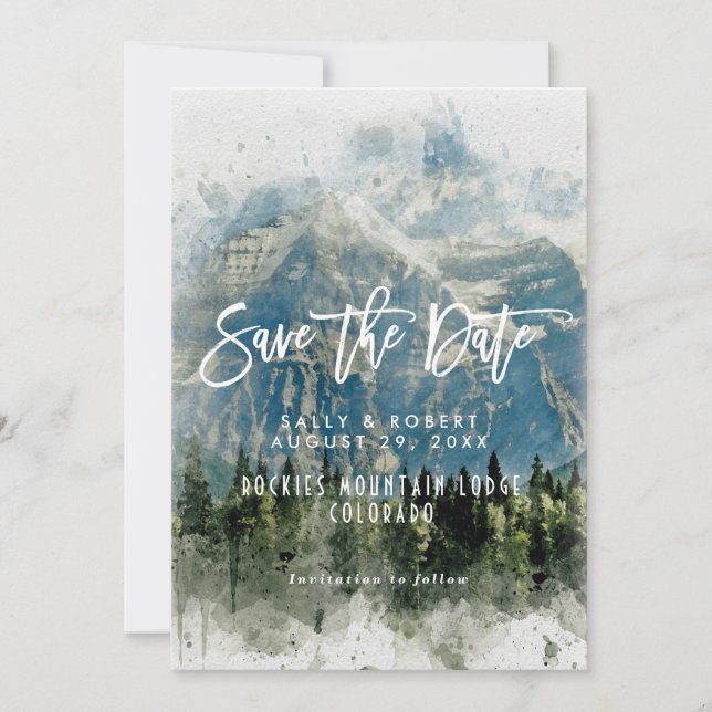 boda del bosque montañoso salva la tarjeta de fech (Anverso)