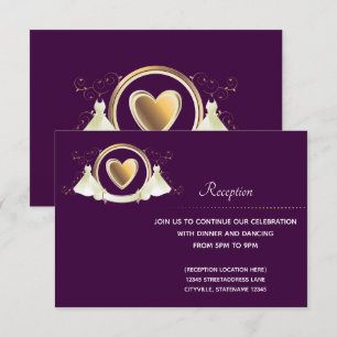 Boda del corazón de oro  Tarjeta de recepción