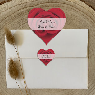 Boda del corazón Gracias Pegatinas — Rosa Roja