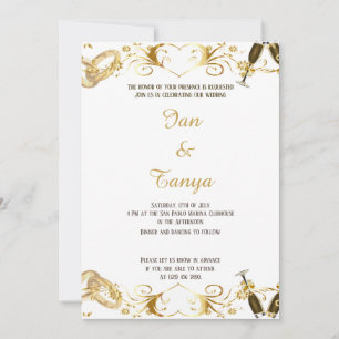 Boda del juego de oro de invitación