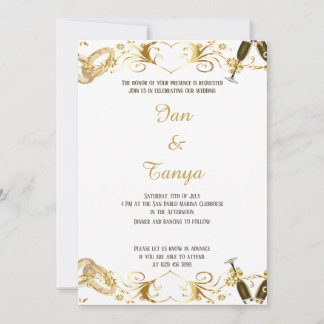 Boda del juego de oro de invitación