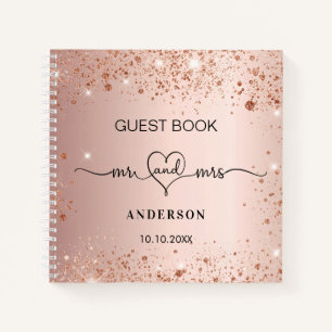 Boda del libro de huéspedes rosa purpurina de colo