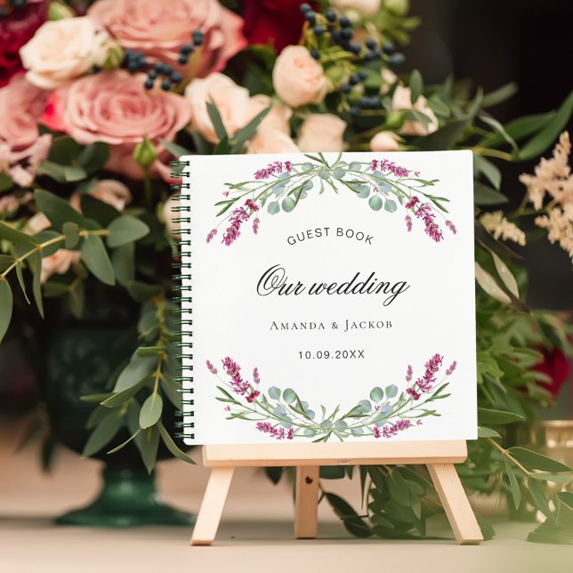 Boda del libro de invitados lavender verde rosa (Subido por el creador)