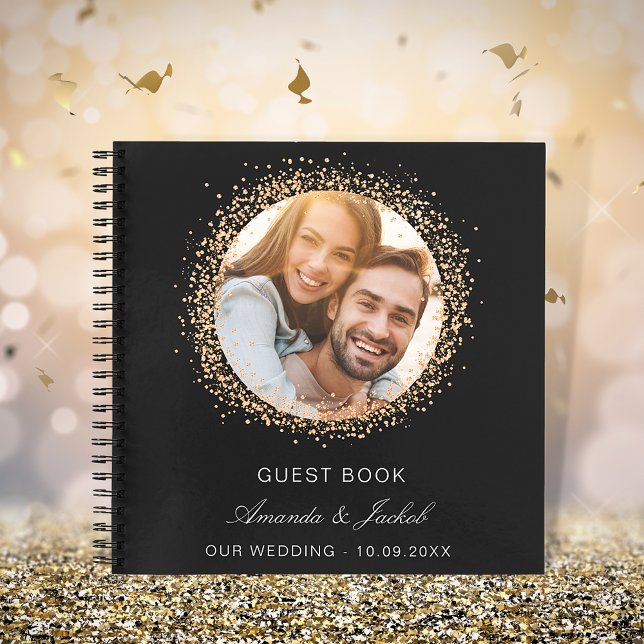 Boda del libro de invitados rosa negro purpurina f (Subido por el creador)