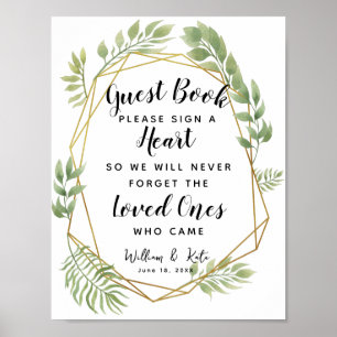 boda del libro de visitas de crystal foliage green