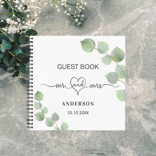 Boda del libro invitado eucalyptus mr mrs heart (Subido por el creador)