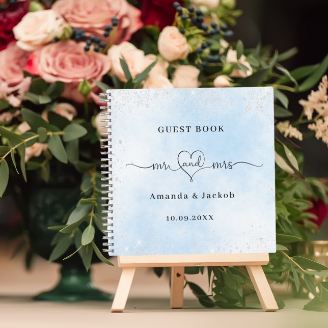 Boda del libro invitado plata azul claro mr corazó (Subido por el creador)