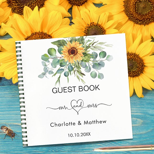 Boda del libro invitado sunflowers eucalyptus mr m (Subido por el creador)