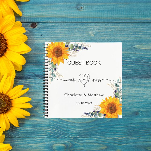 Boda del libro invitado sunflowers eucalyptus mr m (Subido por el creador)