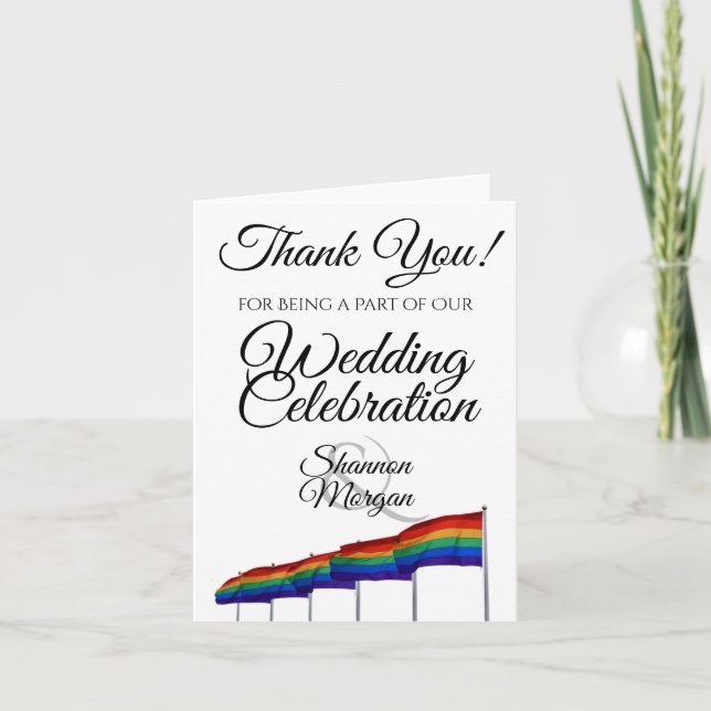 Boda del Orgullo Gay Gracias tarjeta con foto (Anverso)