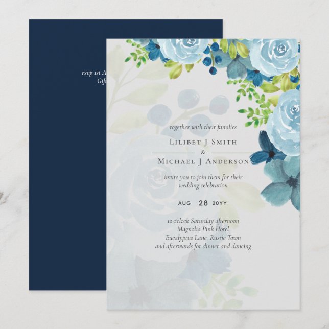 Boda del sabio de las flores azules del polvo del  (Anverso / Reverso)