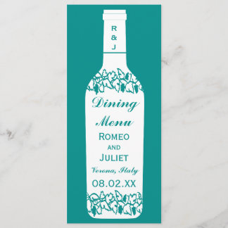 Boda del viñedo que cena el menú