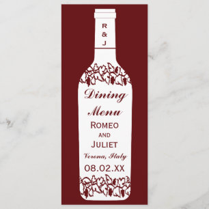 Boda del viñedo que cena el menú