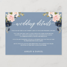 Boda Detalles de la tarjeta de inserción de floral