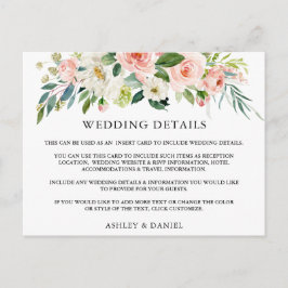 Boda Detalles de la tarjeta de inserción floral ro