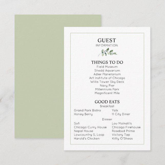 Boda Detalles Tarjeta de Alojamiento de Informació (Anverso / Reverso)