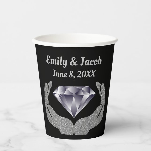 Boda Diamond Hands Vasos de Papel (Anverso)
