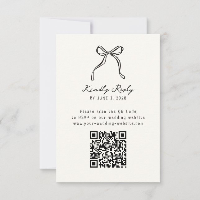 Boda dibujado a mano código QR Rsvp (Anverso)