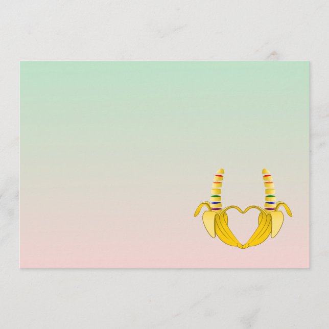 Boda divertida del corazón de plátano gay (Anverso)