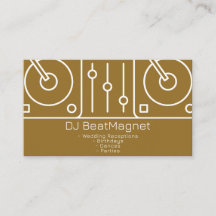 Boda Dj Tarjetas de visita White Gold Simple