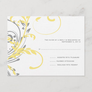 Boda doble floral amarilla y gris RSVP