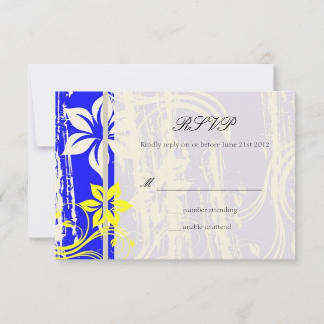 Boda dorada azul cobalto y amarilla RSVP (Anverso)