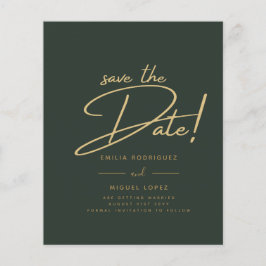 Boda dorada verde salva las tarjetas de fecha