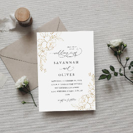 Boda dorado floral blanco y negro