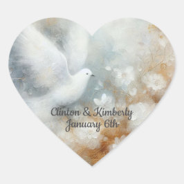 Boda Dove Personalizable floral Pegatina cardíaco