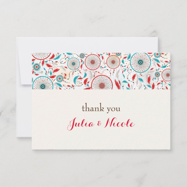 Boda Dreamcatcher de la pluma Tribal Boho (Anverso)