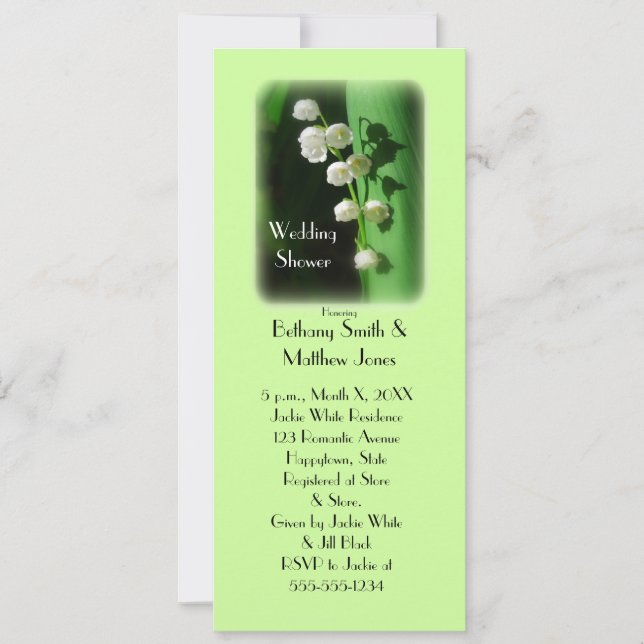 Boda Ducha Invitación Verde Lirio del Valle (Anverso)