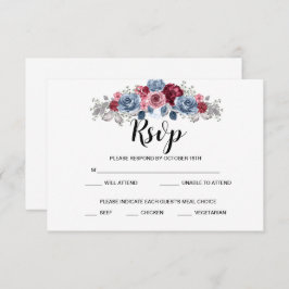 Boda Dusty Blue y Burgundy RSVP  